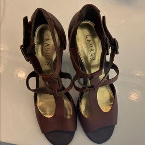 Ralph Lauren Dark Brown Strappy Heels